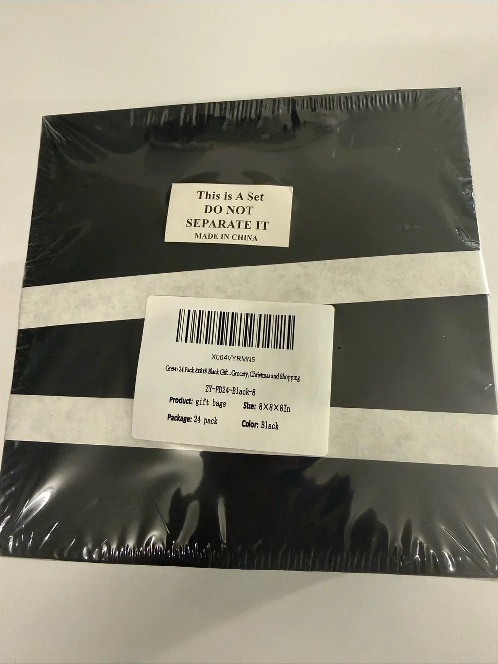 24 ct Black Gift Bags. 8 x 8 x 8.